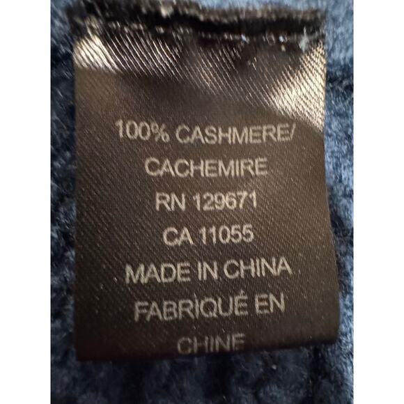 360 Cashmere 100% Cashmere Blue Boxy Chunky Knit Turtleneck Sweater XS - Picture 8 of 10